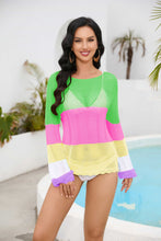 Load image into Gallery viewer, AGUA FRESCA Color Block Sheer Cover Up