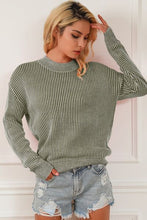 Load image into Gallery viewer, Striped Mock Neck Dropped Shoulder Sweater