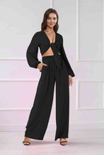 Load image into Gallery viewer, Cutout Long Sleeve Top and Wide Leg Pants Set