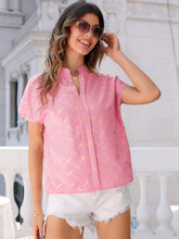 Load image into Gallery viewer, Printed Notched Short Sleeve Blouse
