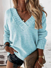 Load image into Gallery viewer, V-Neck Drop Shoulder Sweater