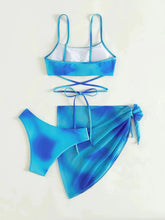 Load image into Gallery viewer, Tied Gradient Spaghetti Strap Three-Piece Swim Set