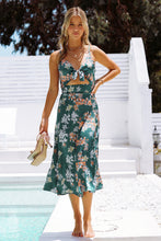 Load image into Gallery viewer, Floral Tied Cutout Split Spaghetti Strap Dress