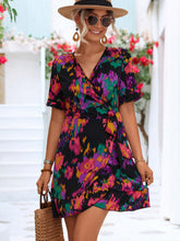 Load image into Gallery viewer, Printed Flounce Sleeve Tied Dress