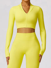 Load image into Gallery viewer, Zip Up Baseball Collar Outerwear and High Waist Pants Active Set