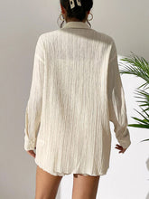 Load image into Gallery viewer, Textured Buttoned Shirt and Shorts Set