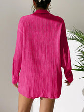 Load image into Gallery viewer, Textured Buttoned Shirt and Shorts Set