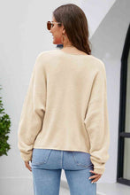 Load image into Gallery viewer, V-Neck Drop Shoulder Long Sleeve Knit Top