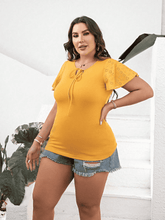 Load image into Gallery viewer, Plus Size Round Neck Blouse with Tie