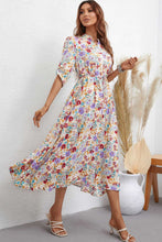 Load image into Gallery viewer, Floral Notched Neck Half Sleeve Dress
