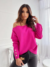 Load image into Gallery viewer, Asymmetrical Neck Buttoned Top