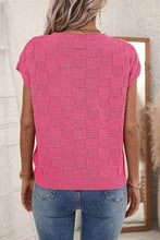 Load image into Gallery viewer, Pocketed Checkered Round Neck Knit Top