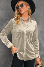 Load image into Gallery viewer, Button Up Collared Neck Long Sleeve Velvet Shirt