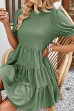 Load image into Gallery viewer, Puff Sleeve Tie Back Tiered Dress