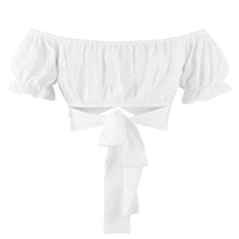 Load image into Gallery viewer, Off-Shoulder Flounce Sleeve Tie Back Top