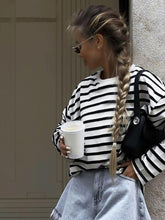 Load image into Gallery viewer, Striped Round Neck Long Sleeve T-Shirt