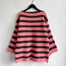 Load image into Gallery viewer, Striped Round Neck Long Sleeve Sweater
