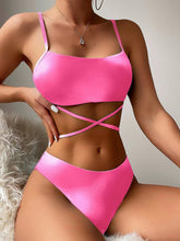 Load image into Gallery viewer, Tied Gradient Spaghetti Strap Three-Piece Swim Set