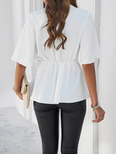 Load image into Gallery viewer, Surplice Tie Waist Half Sleeve Blouse