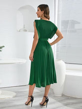 Load image into Gallery viewer, Tied Round Neck Pleated Midi Dress