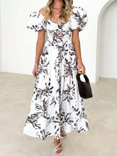 Load image into Gallery viewer, Twisted Printed Puff Sleeve Dress