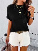 Load image into Gallery viewer, Round Neck Rib Trim Short Sleeve Knit Top