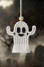 Load image into Gallery viewer, Wood Bead Fringe Ghost Shape Macrame Key Chain
