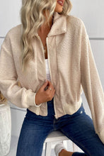 Load image into Gallery viewer, Zip-Up Sherpa Collared Neck Jacket with Pockets