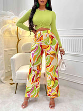 Load image into Gallery viewer, Crisscross Tied Top and Straight Leg Pants Set