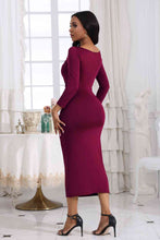 Load image into Gallery viewer, Ruched Boat Neck Midi Dress