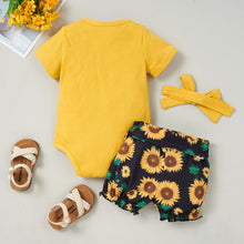 Load image into Gallery viewer, Baby Girl HELLO SUMMER Bodysuit and Sunflower Print Pants Set