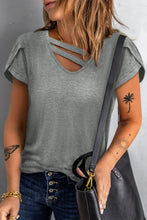 Load image into Gallery viewer, Strappy V-Neck Petal Sleeve Tee