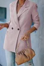 Load image into Gallery viewer, Double-Breasted Padded Shoulder Blazer with Pockets