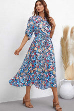 Load image into Gallery viewer, Floral Notched Neck Half Sleeve Dress