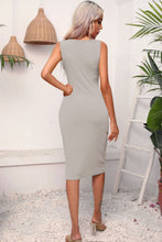 Load image into Gallery viewer, Drawstring Ruched Slit Sleeveless Dress