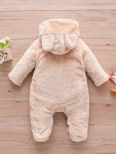 Load image into Gallery viewer, Baby Rabbit Decor Long Sleeve Hooded Snapped Jumpsuit