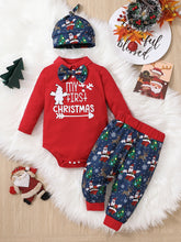 Load image into Gallery viewer, Baby Printed Bow Front Collared Neck Bodysuit and Pants Set
