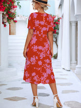 Load image into Gallery viewer, Floral Puff Sleeve Ruffle Hem Midi Dress