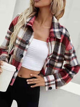 Load image into Gallery viewer, Plaid Collared Neck Button Down Jacket