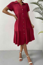 Load image into Gallery viewer, Short Sleeve Button Down Midi Dress