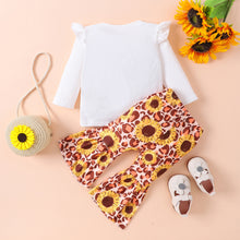 Load image into Gallery viewer, Baby Girl Graphic Top and Printed Flare Pants Set