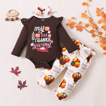 Load image into Gallery viewer, Baby Girl MY 1ST THANKS GIVING Graphic Bodysuit and Pants Set