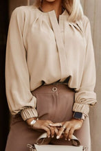 Load image into Gallery viewer, Button Up Round Neck Long Sleeve Shirt
