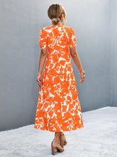 Load image into Gallery viewer, V-Neck Short Sleeve High Slit Midi Dress