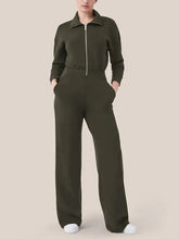 Load image into Gallery viewer, Zip Up Long Sleeve Jumpsuit with Pockets