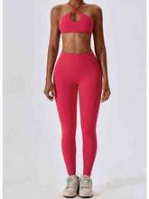 Load image into Gallery viewer, Cropped Halter Neck Sports Bra