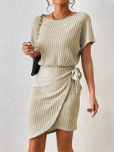 Load image into Gallery viewer, Ribbed Boat Neck Short Sleeve Dress