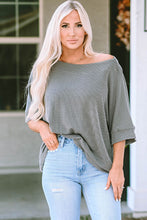 Load image into Gallery viewer, Ribbed Boat Neck Batwing Sleeve T-Shirt
