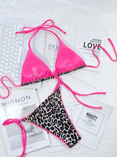 Load image into Gallery viewer, Leopard Print Halter Neck Tie Side Bikini Set
