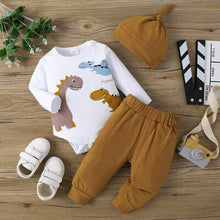 Load image into Gallery viewer, Dinosaur Round Neck Long Sleeve Bodysuit and Pants Set